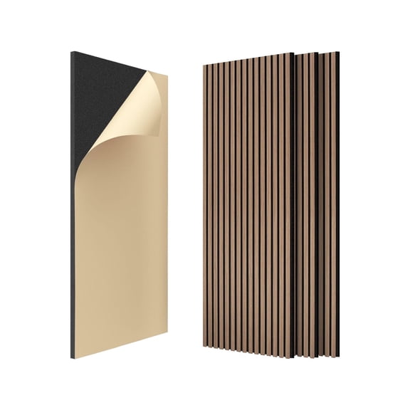 Self-Adhesive Acoustic Wood Peel and Stick Wall Panels for Sound Insulation, 47.24" × 23.62" × 0.83", Living Room Wall Decor, 4-Pack – 2.88 m² / 21.16 lb, Dark
