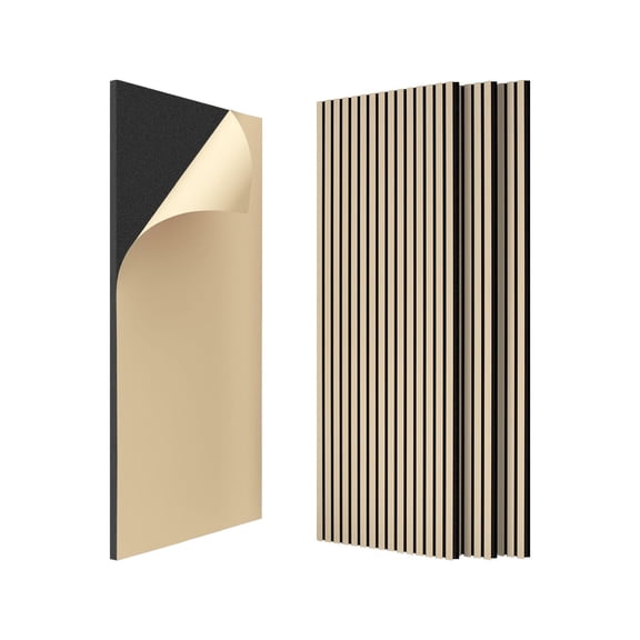 Self-Adhesive Acoustic Wood Peel and Stick Wall Panels for Sound Insulation, 47.24" × 23.62" × 0.83", Living Room Wall Decor, 4-Pack – 2.88 m² / 21.16 lb, White