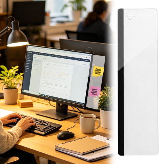 Self Adhesive Acrylic Memo Holder for Monitor Side, Transparent Sticky Note Organizer for Computer Screen, Desktop Accessories and Office Supplies for Laptop and Workstation, 11.02x3.07 Inch