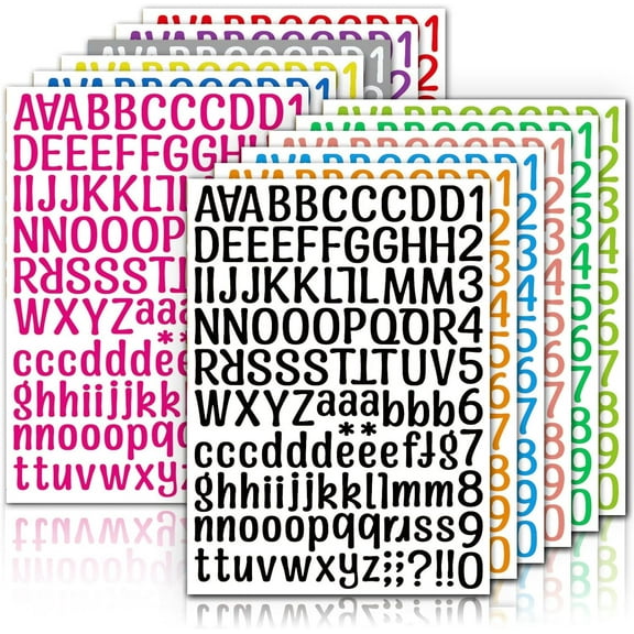 Self-Adhesive Alphabet Stickers,Happon 1512 Pcs 12 Sheets Letter Stickers,Small 1 Inch Number Stickers Waterproof Alphabet Stickers,Vinyl Letter Stickers for Mailbox, Water Bottles, Scrapbook, DIY
