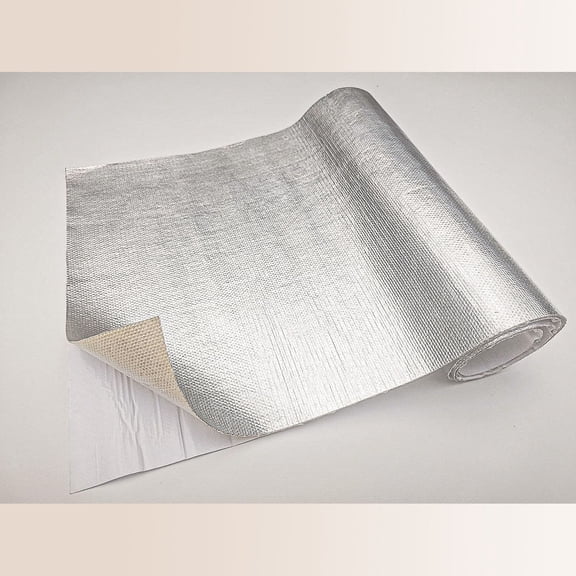Self-Adhesive Aluminized Fiberglass Cloth Heat Shield Blanket Wrap Sheet, Aluminum Backed Thermal Reflective Insulation Barrier Firewall