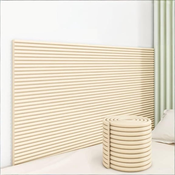 Self-Adhesive Anti-Collision Soft Wall Padding Peel and Stick Headboard Panels for Bedroom Living Room Decorative Protective Padding, Beige 8 Inchx7 Ft