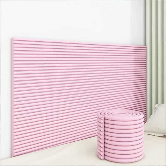 Self-Adhesive Anti-Collision Wall Padding 8 Inch by 6.5 Foot for Child Safety and Home Corner Protection Pink