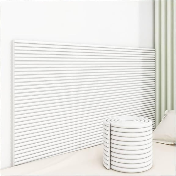 Self-Adhesive Anti-Collision Wall Padding 8 Inch by 6.5 Foot for Child Safety and Home Corner Protection White