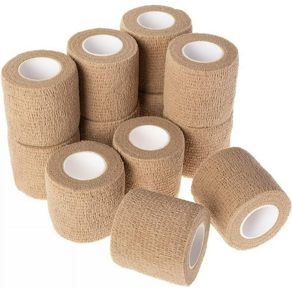 Self Adhesive Bandage Medical Tape Elastic Bandages Flexible Breathable First Aid Nonwoven Roll Stretching Exercise, Ankle Sprains and Swelling,Sports 2" x 5 Yards,12 Pack