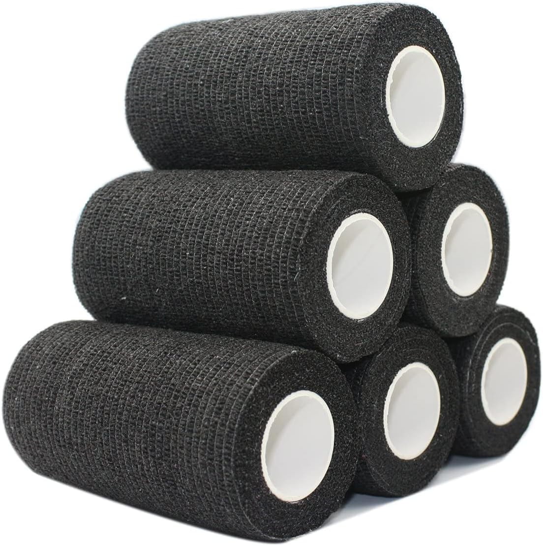Self Adhesive Bandage Tape-Self Adherent Stretch Medical Bandage Wrap,Athletic Tape/Vet Tape,4Inch 5Yards-6Count,Black