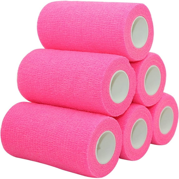 Self Adhesive Bandage Tape-Self Adherent Stretch Medical Bandage Wrap,Athletic Tape/Vet Tape,4Inch 5Yards-6Count,Pink
