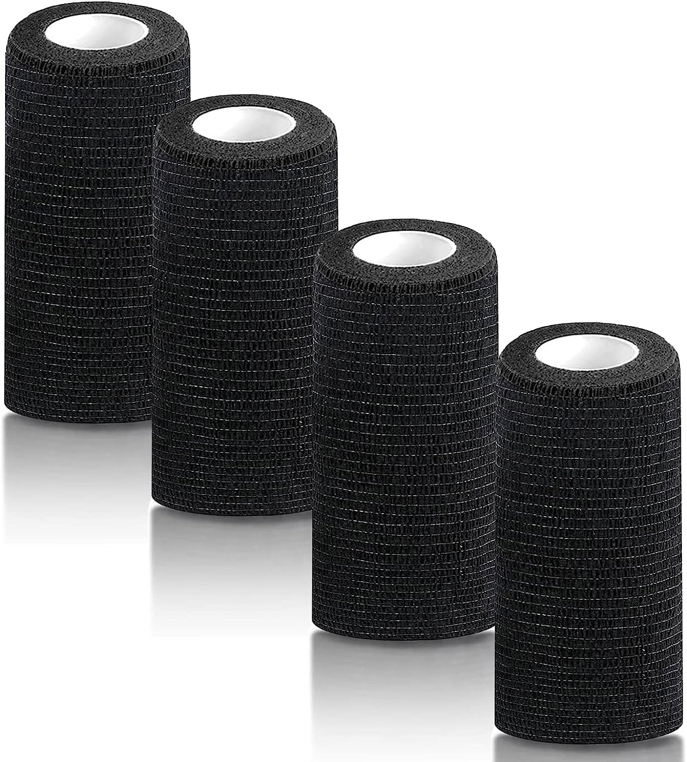 Self Adhesive Bandage Wrap,4 Inches 5 Yards Elastic Vet Wrap Cohesive Bandages, Tattoo Grip Tape,Breathable Athletic Sports Tape(Black)