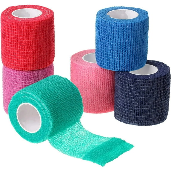 Self Adhesive Bandage Wrap,Assorted Colors,2" x 5 Yards,6 Pack,Bandage Wrap