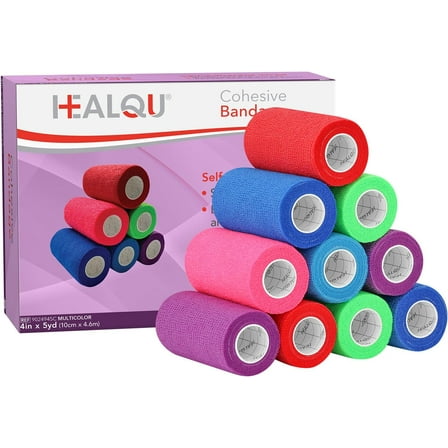Self Adhesive Bandage Wrap – Cohesive Tape for Athletic and Sports 4”x5yd, 12 Rolls - Self Adherent Medical Tape, Flexible, Elastic Bandages Multicolor for Wrist & Ankle Vet Wrap for Dogs.