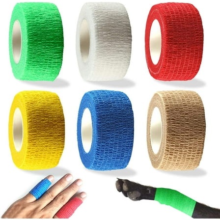 Self Adhesive Bandage Wrap,self Adherent wrap,Elastic Bandage wrap Vet Wrap for Sports Injury Wrist Ankle (1 Inch 6 Pack)