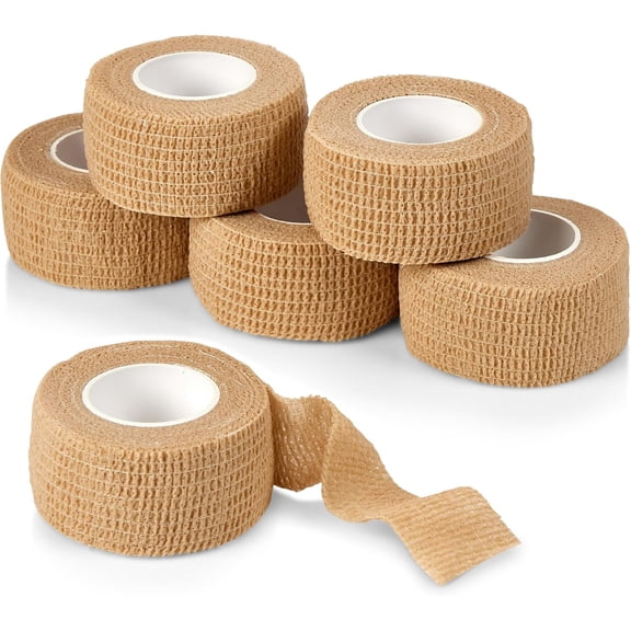 Self Adhesive Bandages - 1" x 5 Yards Per Roll - Pack of 6 Rolls, Elastic Self Adherent Cohesive Wrap First Aid Tape for Sprain Swelling and Soreness on Wrist and Ankle