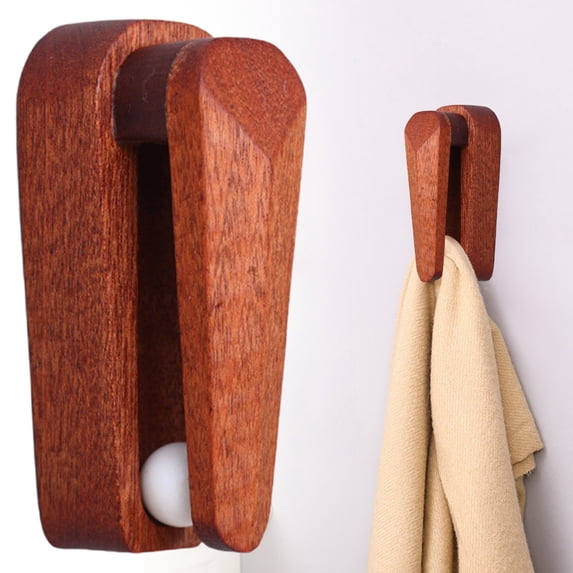 Self Adhesive Beech Wood Towel Clips with Unique Gravity Carbon Steel Ball Multifunctional No Drilling Wall Mount Towel Holder for Cupboards Kitchen Bedroom (1 Pack)
