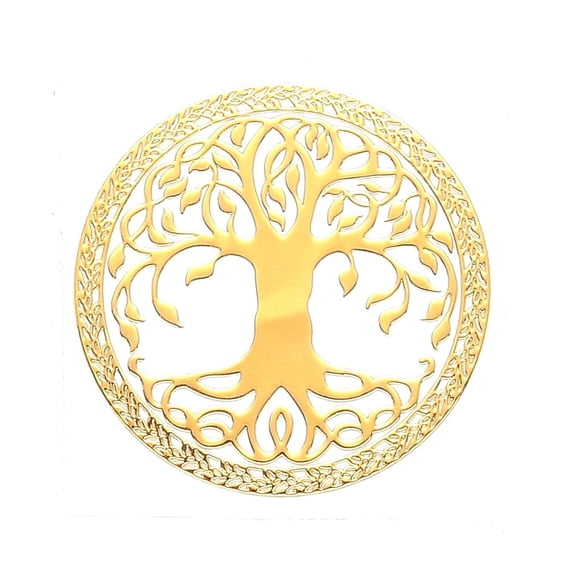 Self Adhesive Brass Stickers Scrapbooking Stickers for Epoxy Resin Crafts Tree of Life Pattern Golden 30mm