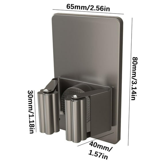 Self Adhesive Broom Holder Wall Mount - Heavy Duty No Drill Broom Organizer for Garage Closet Kitchen, Plastic Storage Rack for Brooms Mops Tools, Peel and Stick Adhesive(Gray)