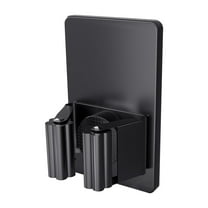 Self Adhesive Broom Holder Wall Mount - Heavy Duty No Drill Broom Organizer for Garage Closet Kitchen, Plastic Storage Rack for Brooms Mops Tools, Peel and Stick Adhesive(Black)