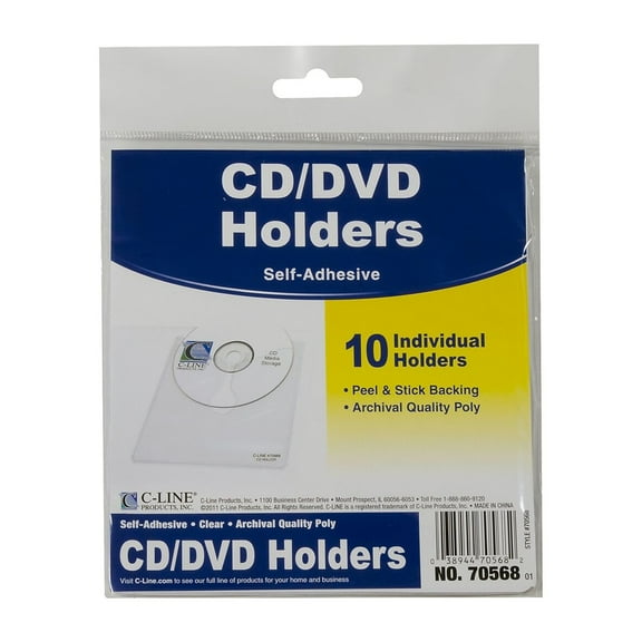 Self-Adhesive CD Holder, 5 1/3 x 5 2/3, 10/PK (Set of 5 PK)