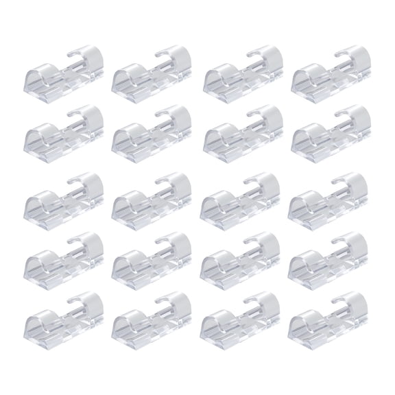 Self-Adhesive Cable Clips Organizer, Transparent Drop Wire Holder, Cord Management Clips for TV PC Laptop Ethernet Cable, Max Fitting Cable Diameter 0.32 inch, Pack of 20,Clear
