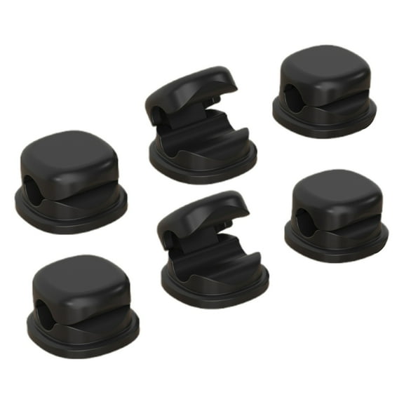 Self-Adhesive Cable Holder, Furenl 6-Pack Self-Adhesive Cable Clips – Desk Cable Organizer for Charging Cords, Bedside Table, Wire Management, Black