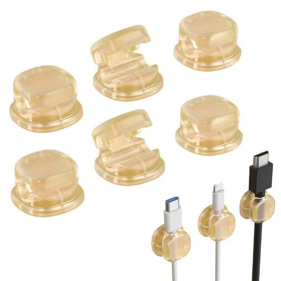Self Adhesive Cable Organizer Transparent Yellow Fixing Clip, 6 Self-Adhesive Cable Organizers Fixing Clip, Multi-color