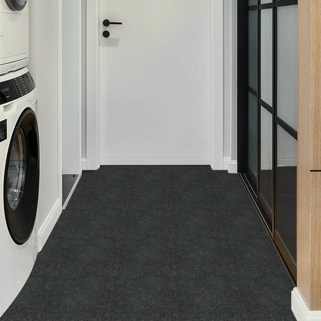 Lxcreat Self Adhesive Carpet Tiles, 25 Tiles 12" x 12" Dark Grey