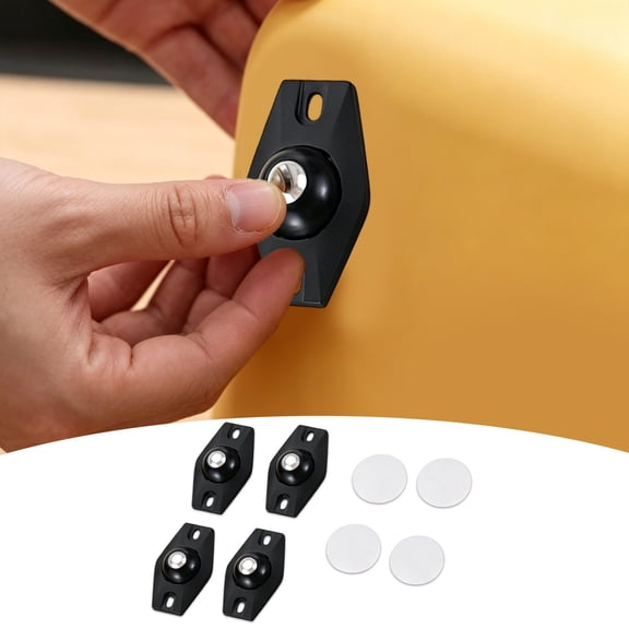 Self Adhesive Caster Wheels, 4 Pcs Rollers for Kitchen Appliances, 360° Swivel Mini Universal Wheel Roller Casters, Sticky Pulley for Trash Can, Storage Box, Furniture, Black