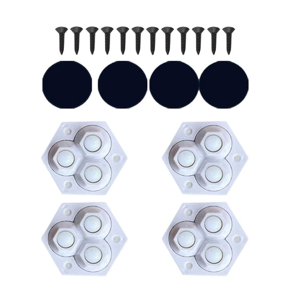 Self Adhesive Caster Wheels 4Pcs - 360-degree Rotation of The 3-Ball Caster | Stainless Steel Ball Bearings, Appliance Casters for Kitchen Appliances, Small Furniture, Storage Boxes (White 2)