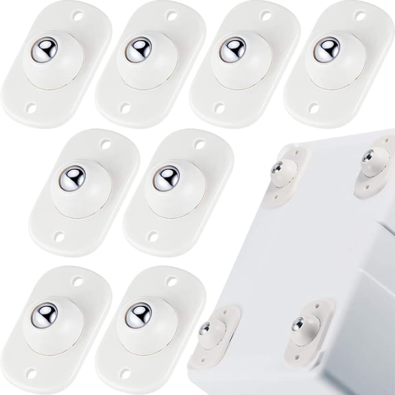 Self Adhesive Caster Wheels 8 Pcs White, 360° Swivel Plastic Mini Small Kitchen Appliance Sliders