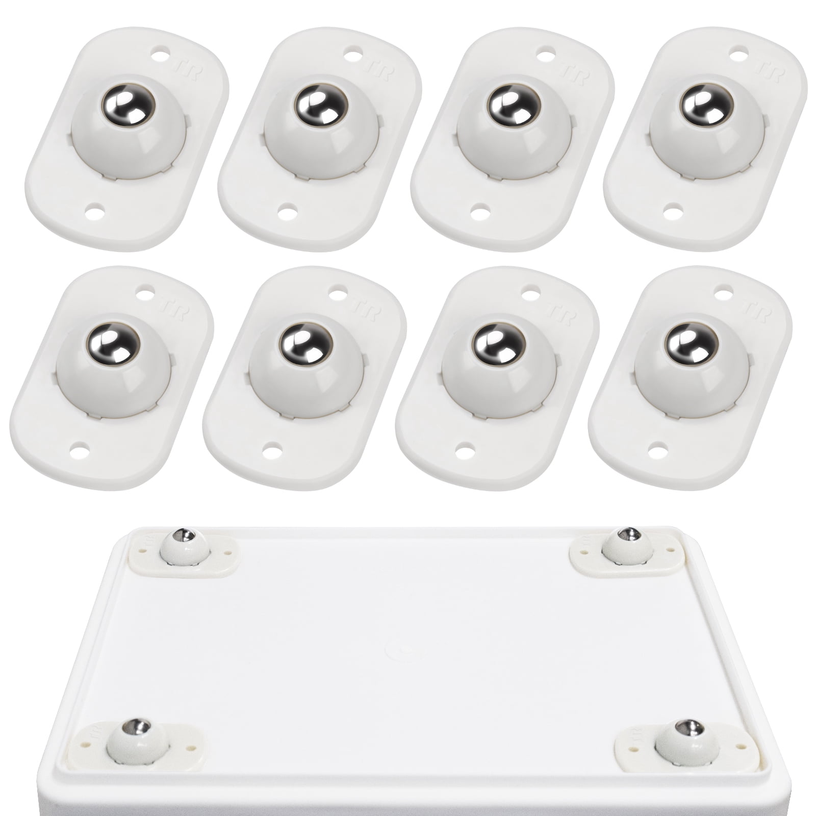 Self Adhesive Caster Wheels, Appliance Rollers for Kitchen Appliances, 360° Swivel Mini Universal Wheel Roller Casters, Sticky Pulley for Trash Can, Storage Box, Appliance Slider (8, White-Swivel)