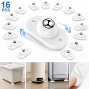 Rongsi 16 Pcs Self Adhesive Caster Wheels, Appliance Rollers for Kitchen Appliances, 360  Swivel Mini Universal Wheel Roller Casters, Sticky Pulley for Trash Can, Storage Box, Small Furniture, White