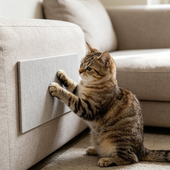 Self-Adhesive Cat Scratch Protector Mat, Trimmable Carpet Tape for Furniture Stairs, Cat Scratch Deterrent to Protect Sofa Legs, Double Sided Sticky Cat Repellent Mat, 12x24in Navy