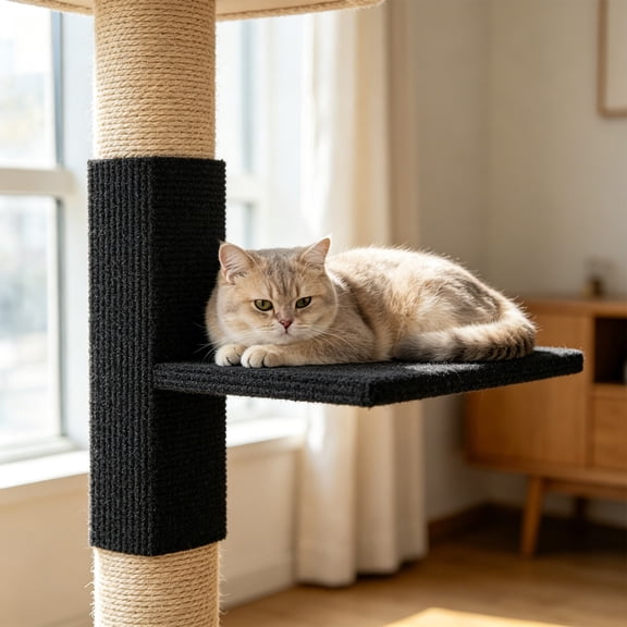 Self-Adhesive Cat Scratch Protector Mat, Trimmable Carpet Tape for Furniture Stairs, Cat Scratch Deterrent to Protect Sofa Legs, Double Sided Sticky Cat Repellent Mat, 12x24in Navy