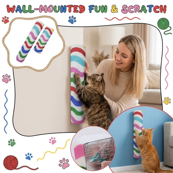 Self Adhesive Cat Scratching Post 50cm Wall Mounted Small Cat Climber for Kittens Vertical Felt Scratcher Ladder for Indoor Cats