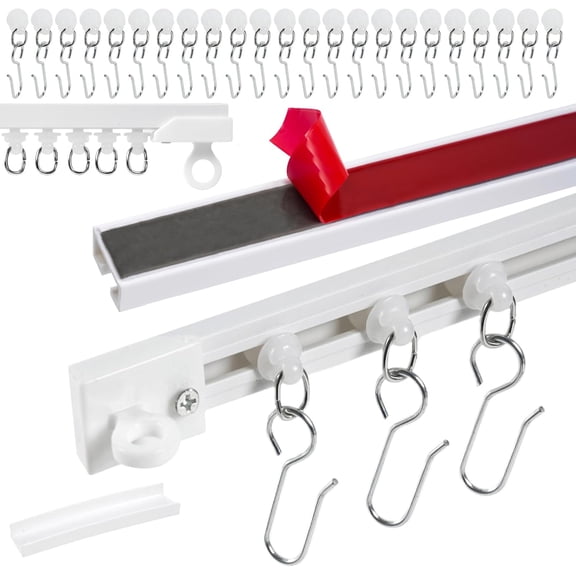 Self Adhesive Ceiling Curtain Track Mount, Curtain Slider Track No Drill Curtain Rod, For Smooth Ceiling Windows Cabinet Closet Bathroom Shower Curtain