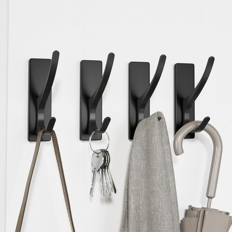 Self Adhesive Coat Hooks for Hanging, Heavy Duty Stainless Double