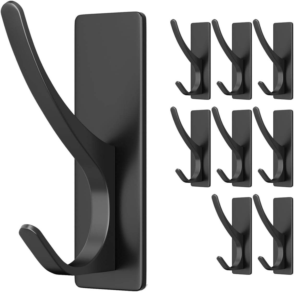 Self Adhesive Coat Hooks for Hanging Heavy Duty Stainless Double Wall Hook for Towel, Backpack