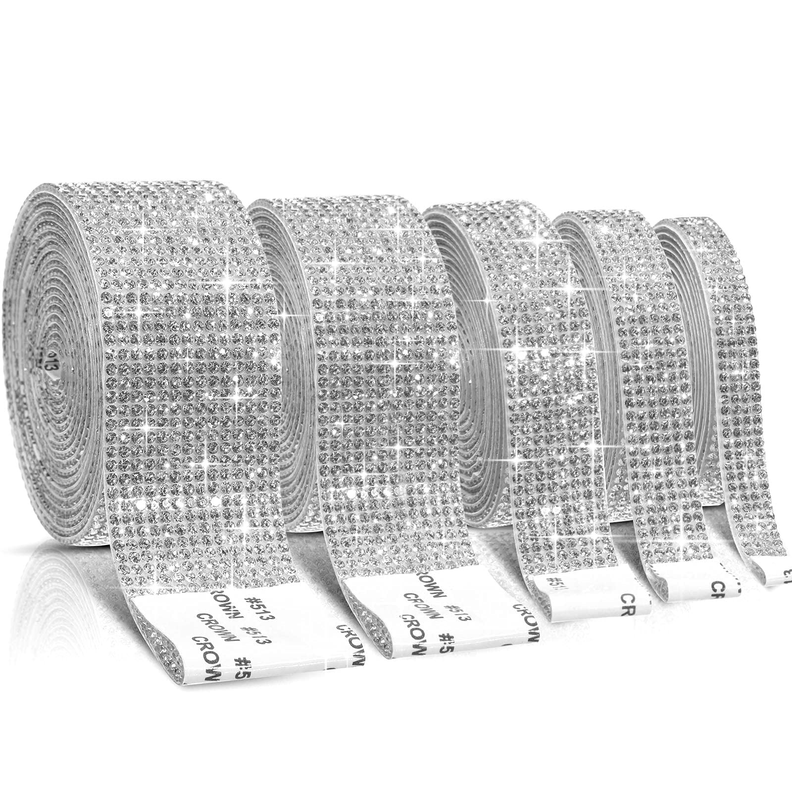 Crystal Syickers Self Adhesive Crystal Rhinestone Diamond Ribbon 5 Rolls 4.5 Yards ...