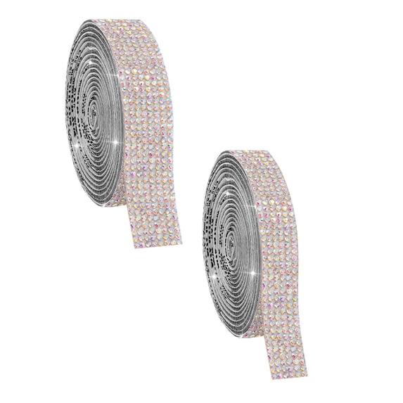 Jialinnn Self-Adhesive Rhinestone Ribbon DIY 1.8 cm and 1.35 cm 2 Pack