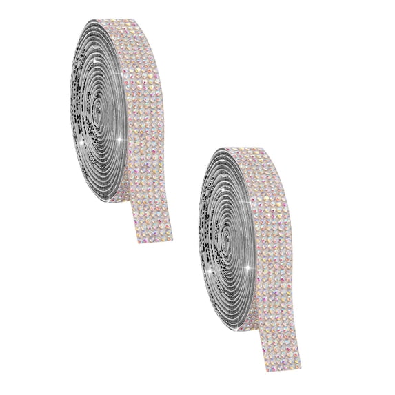 Jialinnn Rhinestone Ribbon Self-Adhesive Glitter Sticker Roll Green 2 Pack