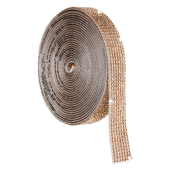 Self Adhesive Crystal Rhinestone Ribbon Roll, 7 Rows of 4 Yard Crystal Diamond Ribbon Roll Champagne