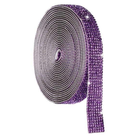 Self Adhesive Crystal Rhinestone Ribbon Roll, 7 Rows of 4 Yard Crystal Diamond Ribbon Roll Light Purple
