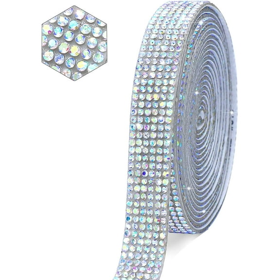 Self Adhesive Crystal Rhinestone Ribbon Strips, 1 Yard Diamond Ribbon Bling Rhinestone Sticker Rhinestone for Crafts,Wedding,Christmas Part