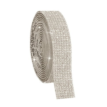 Self Adhesive Crystal Rhinestone Strips Diamond Ribbon Bling Gemstone Sticker Rhinestone Roll for Craft with 2 mm Rhinestone for DIY Arts Crafts,Wedding Party,Phone Decoration