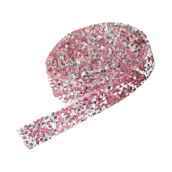 Self-Adhesive Crystal Ribbon, Pink PVC Decorative Tape for Gift Wrapping Pink