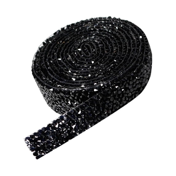 Self Adhesive Crystal Ribbon Verdsylv Self-Adhesive Crystal Ribbon Roll - Sparkling Craft Ribbon for Cake Decor, Birthday, Wedding & Gift Wrapping - Easy Diy Decoration, Sparkle Craft Tape, Black