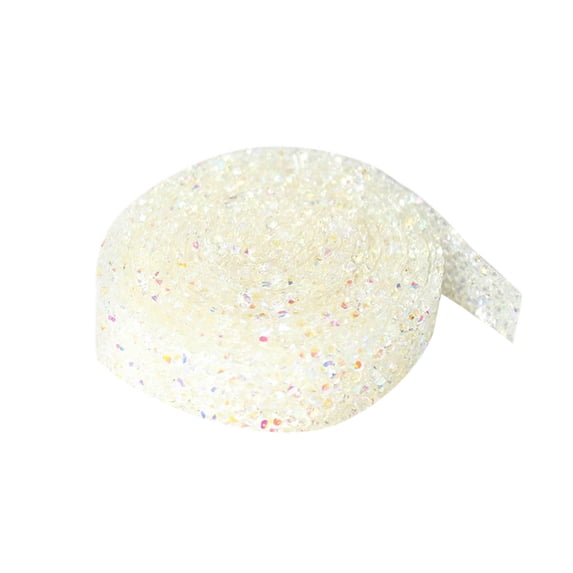 Self-Adhesive Crystal Ribbon, White PVC Decorative Tape for Gift Wrapping White
