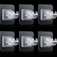 thumbnail image 1 of Self-Adhesive Curtain Hook No Drill Fixing Rod Holder Rod Bracket Drapery Hook Curtain Pole Towel Rod Hook ABS Wall Bracket Hook for Home Bathroom Living Room Hotel Use (4 Pieces, Clear), 1 of 8