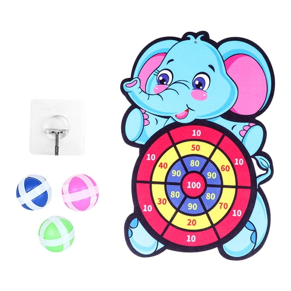 Self-Adhesive Dart Board Target Set Indoor Outdoor Throwing Game Velvet Surface Hook Loop Design Skill Activity 14.37x14.37 inch