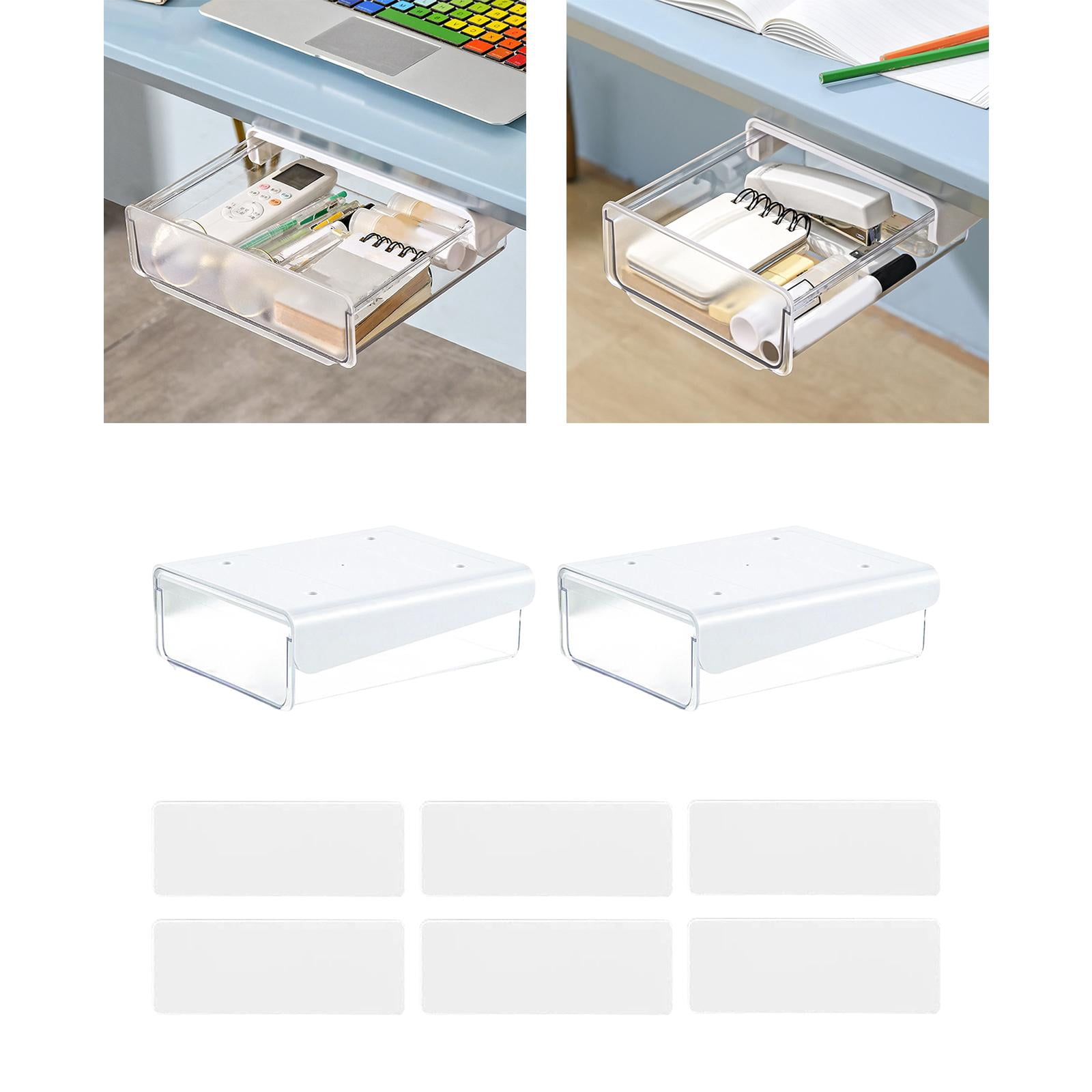 Self Adhesive Desk Drawer Office Accessories Stationery Pencil Tray Desktop Organizer for Living Room Bedroom Pantry Closet Study Room White Small