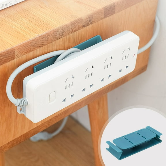 Self-Adhesive Desktop Power Strip Holder, Punch-Mounted Cable Management Organizer with Slide Rail, 3kg Load Bearing, 1-Pack, White/Yellow/Blue/Red